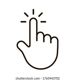 Hand pointer, editable line icon. Cursor sign with finger for click. Vector on white background