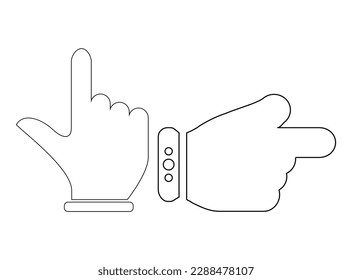 hand pointer flat silhouette sing outline design, hand pointer right sing icon design illustration, hand pointer  design vector icon outline,