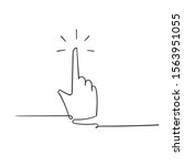 Hand pointer icon in doodle hand drawn continuous line style vector isolated on white vector