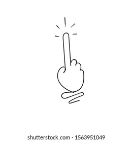 Hand pointer icon in doodle hand drawn continuous line style vector isolated on white vector