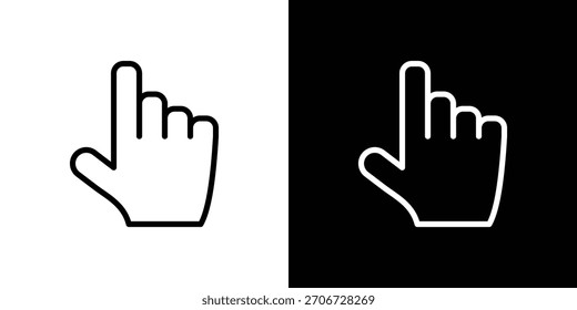 Hand pointer icon. Vector linear icon isolated in black and white