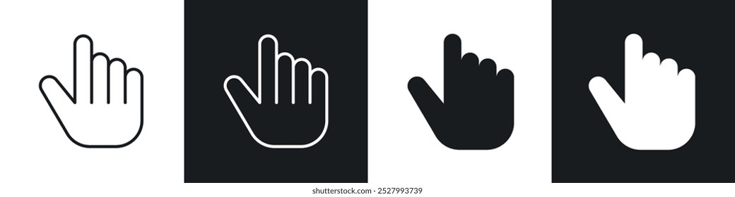 Hand pointer icon vector icon set black filled and outlined style.