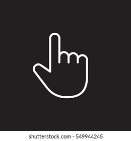 Hand pointer line icon, outline vector sign, linear white pictogram isolated on black. Symbol, logo illustration