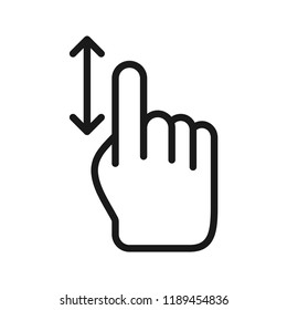 Hand pointer move up or down. Flat simple design. Line Vector. Isolate on white background.