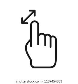 Hand pointer move oblique. Flat simple design. Line Vector. Isolate on white background.