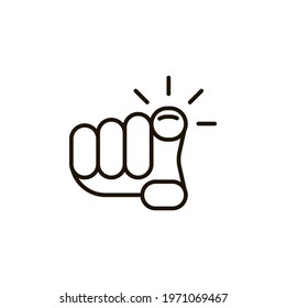 Hand pointer on you icon, point finger direction. Cursor sign with finger for click. Vector on white background
