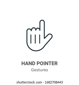 Hand pointer outline vector icon. Thin line black hand pointer icon, flat vector simple element illustration from editable gestures concept isolated stroke on white background