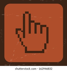 hand pointer over brick background vector illustration hand pointer over brick background vector illustration
