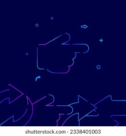 Hand pointer right arrow gradient line vector icon, simple illustration on a dark blue background, arrows and pointers related bottom border.