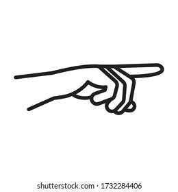 Hand pointer. Hand showing one finger or counting one. Gesture hand of a human forefinger. Vector illustration isolated in white background