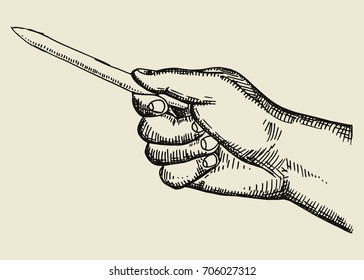 Hand with pointer vector. hand drawing