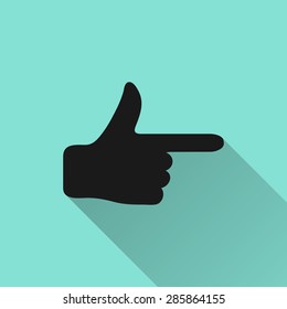 Hand pointer - vector icon in black on a green background.