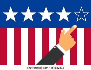 Hand pointing at American stars