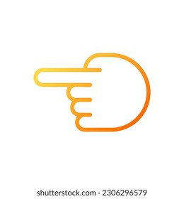 Hand pointing aside pixel perfect gradient linear vector icon. Index finger showing direction. Hand gesture. Thin line color symbol. Modern style pictogram. Vector isolated outline drawing