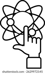 A hand pointing at a black and white drawing of a circle with a plus sign in the middle