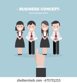 Hand pointing to business people waiting for New job 