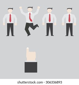 Hand pointing to businessman