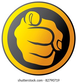 Hand pointing button (icon)