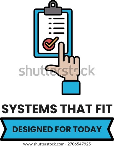A hand pointing to a clipboard with a check mark on it. The clipboard is designed for today