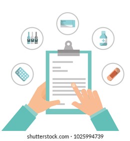 hand pointing clipboard report patient medical