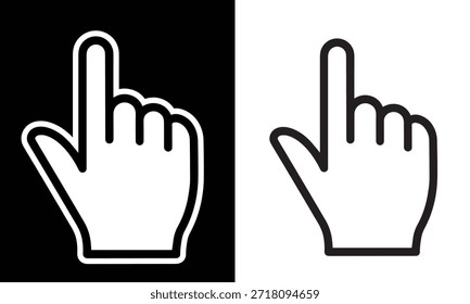 Ícone de cursor apontando à mão para design de interface de usuário e aplicativos de software