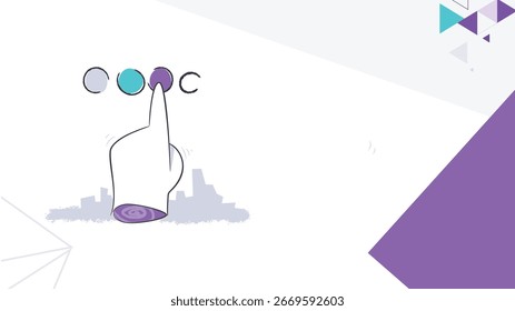 Apontamento da Mão no Botão Digital - Ilustração de Tela de Toque plana UI UX