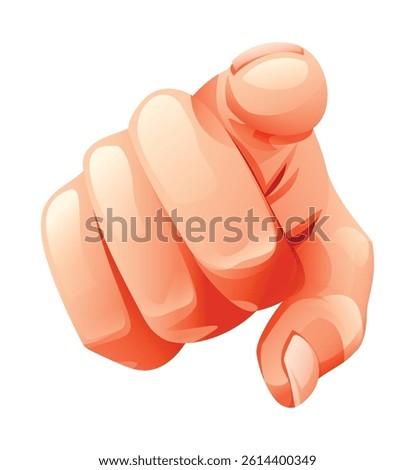 Hand pointing directly forward in a selection gesture. Vector cartoon illustration