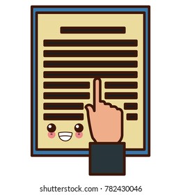 Hand pointing document kawaii cartoon