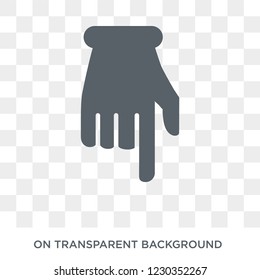 hand Pointing down icon. Trendy flat vector hand Pointing down icon on transparent background from Hands and guestures collection. 