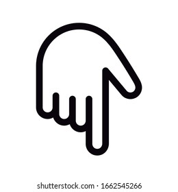 Hand pointing down line icon. Direction vector illustration isolated on white