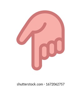 Icono de línea de apunte hacia abajo. Ilustración vectorial de dirección aislada en blanco