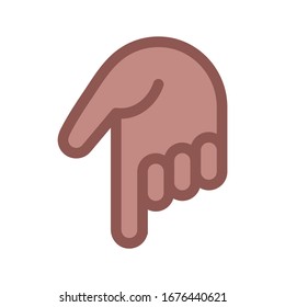 Hand pointing down line icon. Direction vector illustration isolated on white
