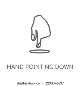 hand Pointing down linear icon. Modern outline hand Pointing down logo concept on white background from Hands collection. Suitable for use on web apps, mobile apps and print media.