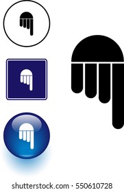 hand pointing down symbol sign and button