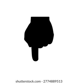 Hand pointing down wards silhouette icon vector illustration.







