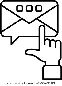 A hand pointing to an envelope with a speech bubble. The envelope is labeled "important" and the hand is pointing to it