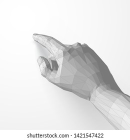 Hand with pointing finger. 3d polygonal style.