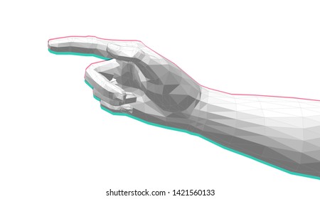 Hand with pointing finger. 3d polygonal style.