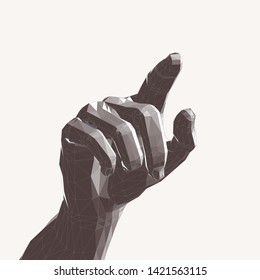 Hand with pointing finger. 3d polygonal style.