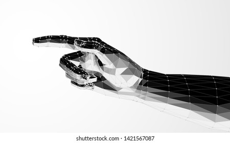 Hand with pointing finger. 3d polygonal style.