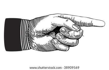 Hand Pointing Finger Black White Stock Vector (Royalty Free) 38909569