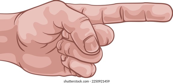 Una mano un dedo señalador en un estilo de ilustración de caricaturas de historietas de arte pop. 