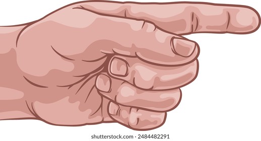 Una mano con un dedo señalador en un estilo de ilustración de caricatura de arte pop de cómic. 