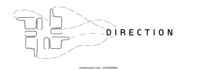 A hand pointing a finger in a direction sign. Line emoji set style