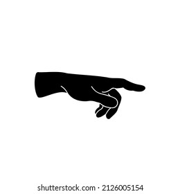 A hand pointing a finger in a direction sign. Vector illustration. EPS-10.
