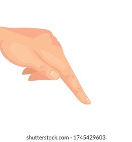 hand with pointing finger down on white background vector illustration design