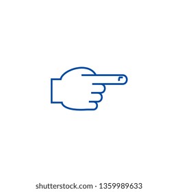Hand with pointing finger front line icon concept. Hand with pointing finger front flat  vector symbol, sign, outline illustration.