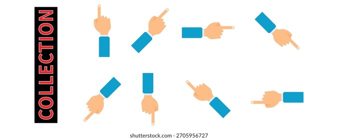 Coleção de Ícones de Apontamento de Mão, Símbolo de Gesto de Guia de Direção