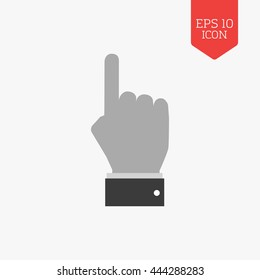 Hand with pointing finger icon. Flat design gray color symbol. Modern UI web navigation, sign. Illustration element