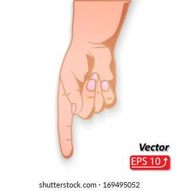 Hand with pointing finger isolated on white background vector